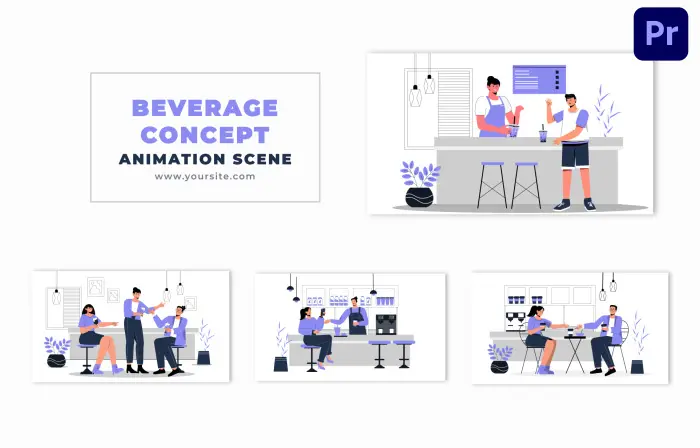 Best Coffee Shop Scene Animation 2D Character Design